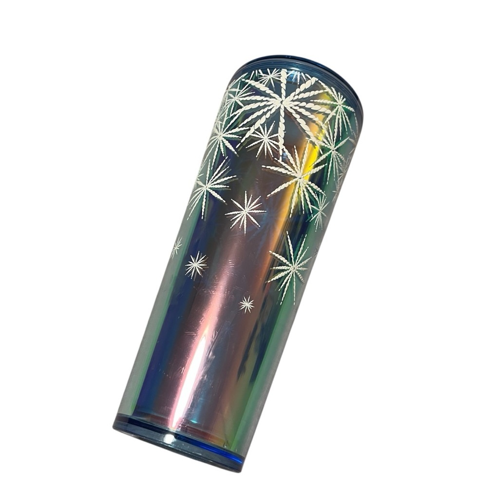 Starbucks Holiday 2023 Iridescent blue/green Backdrop w/Snowflakes 24oz  Tumbler